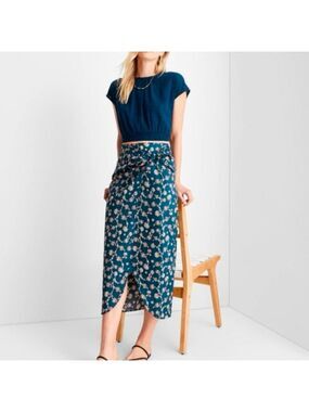 12 • Future Collective × Jenny K Lopez • Side-Tie Sarong Floral Midi Skirt